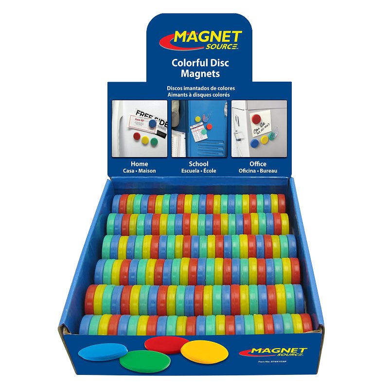 Magnet Source 07791X144DSP Magnet, 0.5 lb Pull Force, Rubber, Assorted, 1 in Dia, Pack of 144
