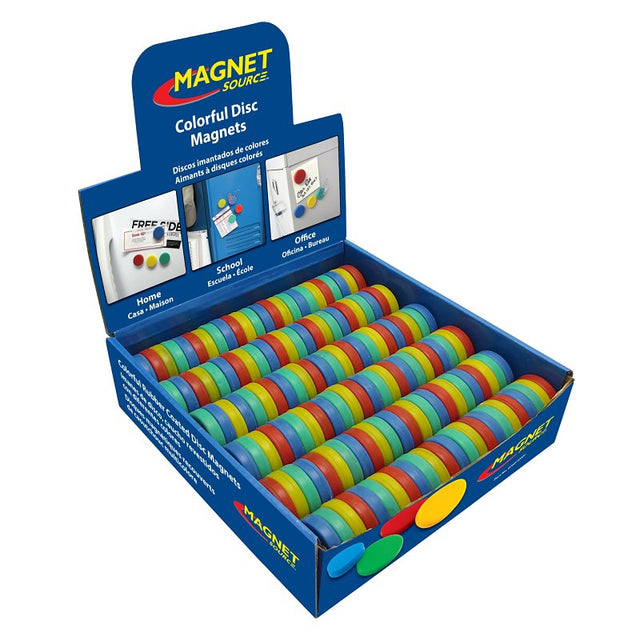 Magnet Source 07791X144DSP Magnet, 0.5 lb Pull Force, Rubber, Assorted, 1 in Dia, Pack of 144