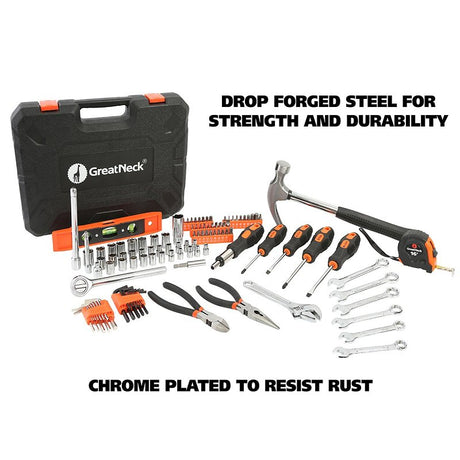 GreatNeck TK119 Home and Garage Tool Set, 119-Piece, Steel