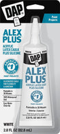 Alex Plus 7079800956 All-Purpose Caulk, White, 30 min Paint Ready, 24 hr Water Ready Curing, 40 to 100 deg F, 2.8 fl-oz