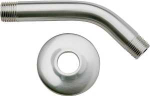 Plumb Pak PP825-10 Shower Arm With Flange, 1/2 in Connection, IPS, 6 in L, Brass, Chrome-Plated