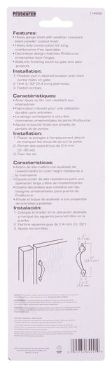 ProSource 33195PKS-PS Ornamental Gate Pull, Steel, Black, Black Powder-Coated, 5-Piece, For: Outdoor