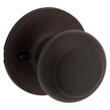 Kwikset 200CV 11P CP Passage Knob, Knob Handle, Metal, Venetian Bronze, 1-3/4 to 1-3/8 in Thick Door, 2-1/4 in Strike