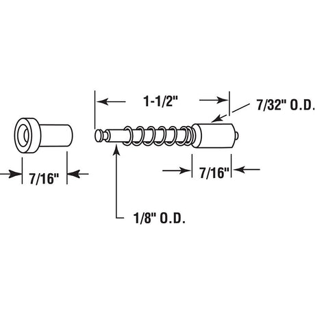 Prime-Line L 5785 Snap-On Window Screen Plunger Bolt, Nylon, Zinc