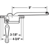 Prime-Line H 3514 Window Operator, 9 in L x 3-7/8 in W x 13-1/4 in H Dimensions, For: Older Steel Framed Windows, Left