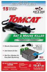 Tomcat 0370910 Refillable Rat Bait Station, 3.38 in L, 6-1/4 in W, 9.69 in H, Emerald Green