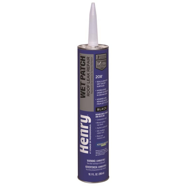 Henry Wet Patch 208 HE208004 Roof Cement, Black, Liquid, 11 fl-oz Cartridge