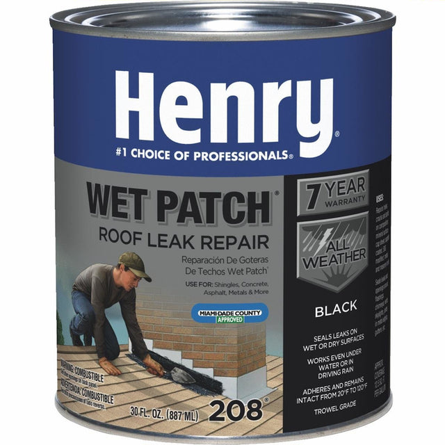 Henry HE208030 Roof Cement, Black, Liquid, 1 qt Can, Pack of 12