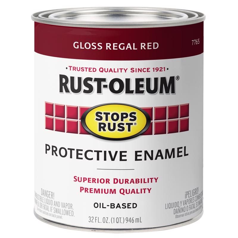 Rust-Oleum Stops Rust Indoor and Outdoor Gloss Regal Red Oil-Based Protective Paint 1 qt, Pack of 2