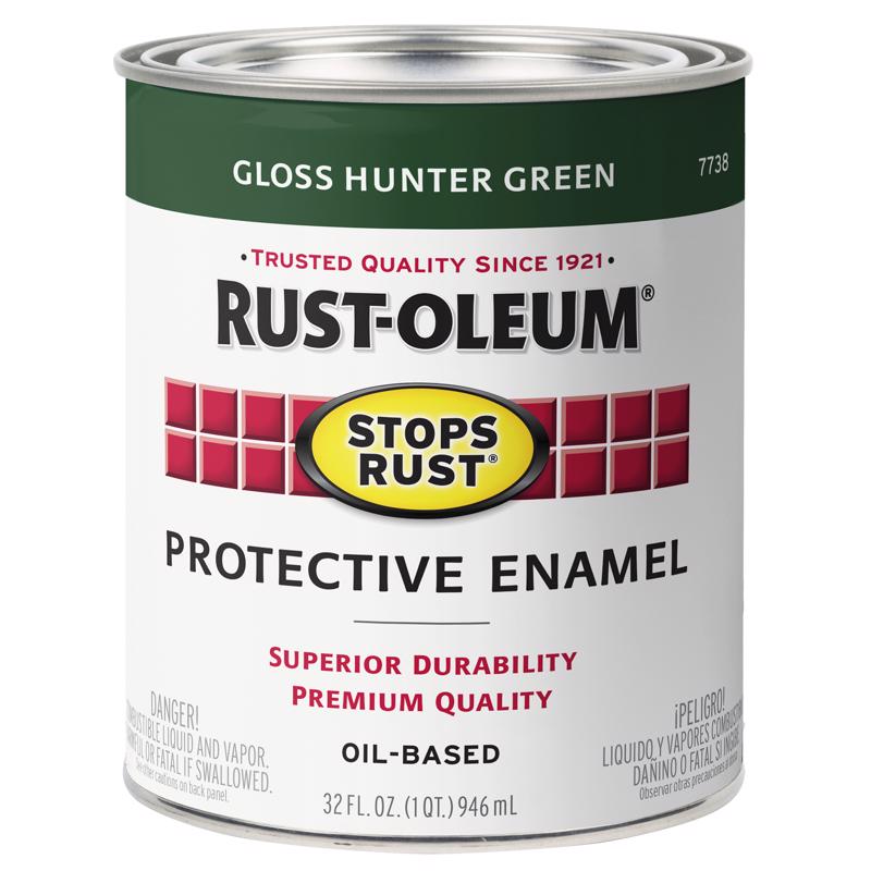 Rust-Oleum Stops Rust Indoor and Outdoor Gloss Hunter Green Oil-Based Protective Paint 1 qt, Pack of 2