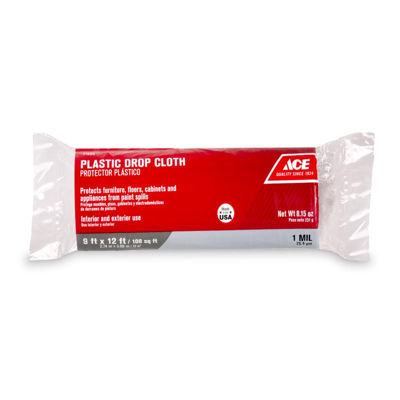 Ace 9 ft. W X 12 ft. L X 1 mil Plastic Drop Cloth 1 pk, Pack of 24
