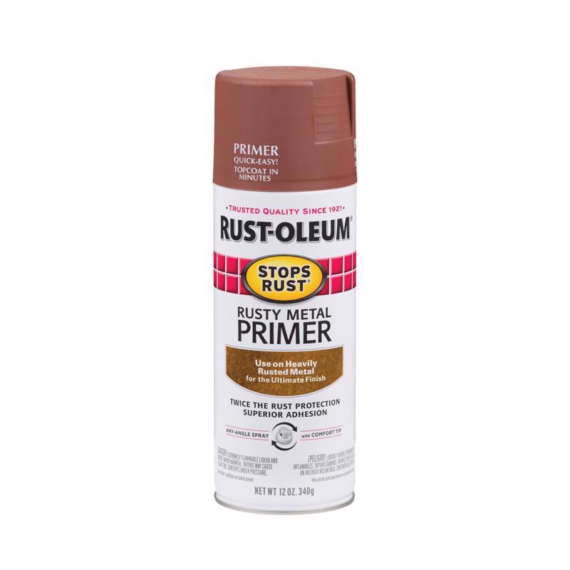 Rust-Oleum Stops Rust Brown Flat Oil-Based Alkyd Spray Primer 12 oz, Pack of 6