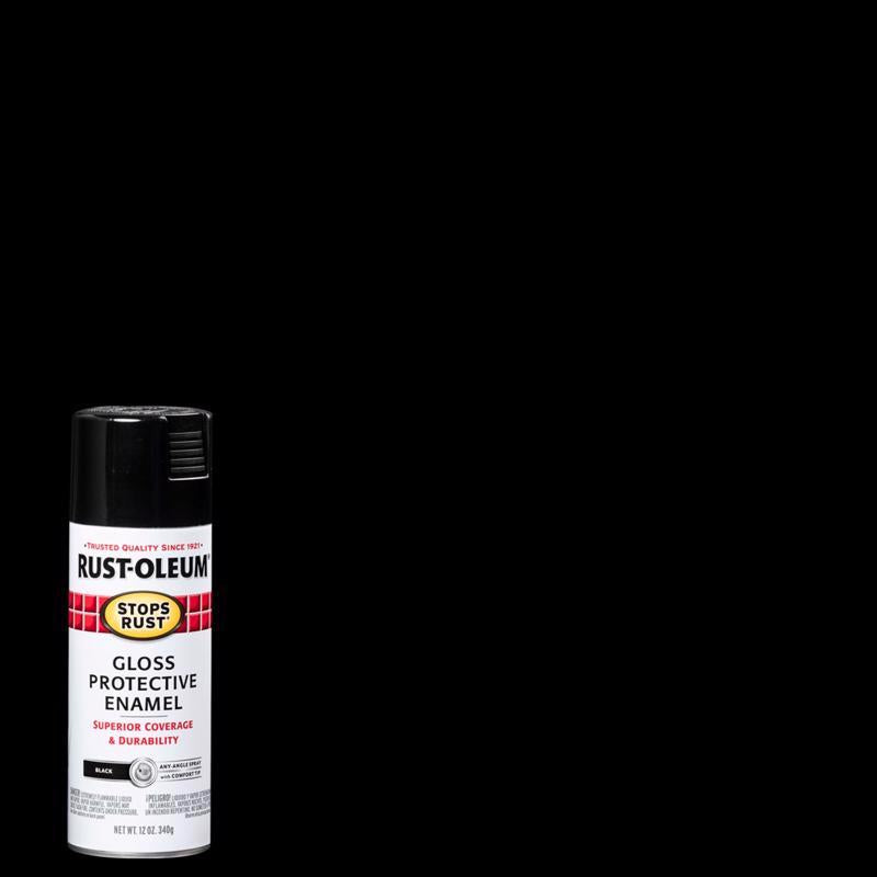 Rust-Oleum Stops Rust Gloss Black Spray Paint 12 oz, Pack of 6