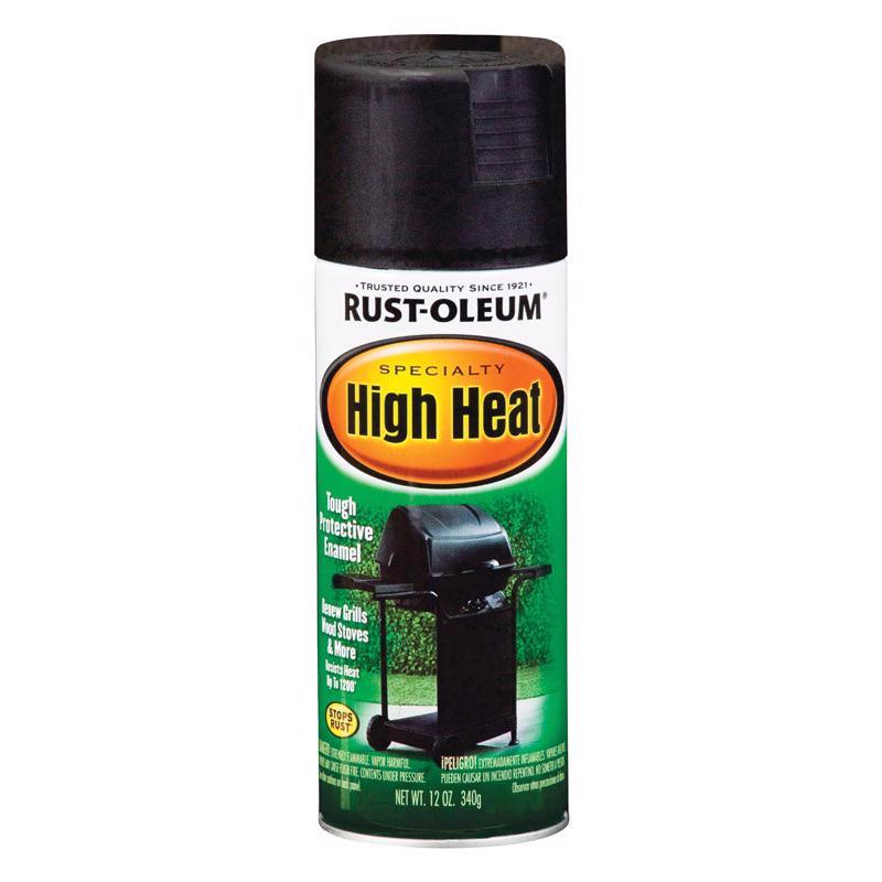 Rust-Oleum Specialty Flat Bar-B-Que Black High Heat Spray Paint 12 oz, Pack of 6