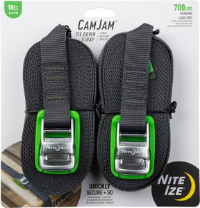 Nite Ize CamJam CJWR18-09-2R6 Tie-Down Strap, 18 ft L, Zinc Alloy, 700 lb Working Load, Angled End