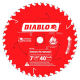 Diablo D0740X Circular Saw Blade, 7-1/4 in Dia, 5/8 in Arbor, 40-Teeth, Carbide Cutting Edge