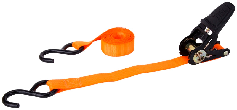 ProSource FH64052 Tie-Down, 1 in W, 10 ft L, Polyester Webbing, Metal Ratchet, Orange, 400 lb, S-Hook End Fitting