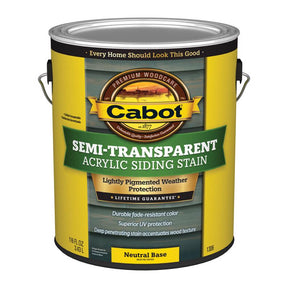 Cabot 140.0001306.007 Acrylic Siding Stain, Semi-Transparent, Neutral Base, Liquid, 1 gal, Pack of 4
