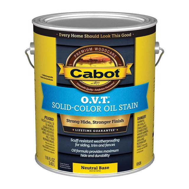 Cabot O.V.T. 140.0006506.007 Oil Stain, Flat, Neutral Base, Liquid, 1 gal, Pack of 4