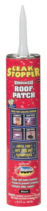 Leak Stopper Gloss Black Rubber Roof Patch 10.1 oz, Pack of 12