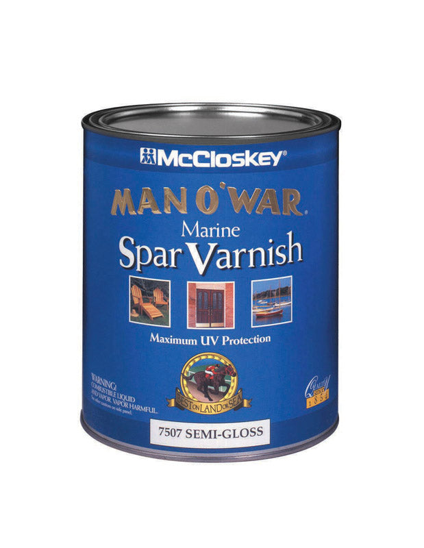 McCloskey Man O' War Semi-Gloss Clear Marine Spar Varnish 1 qt, Pack of 4