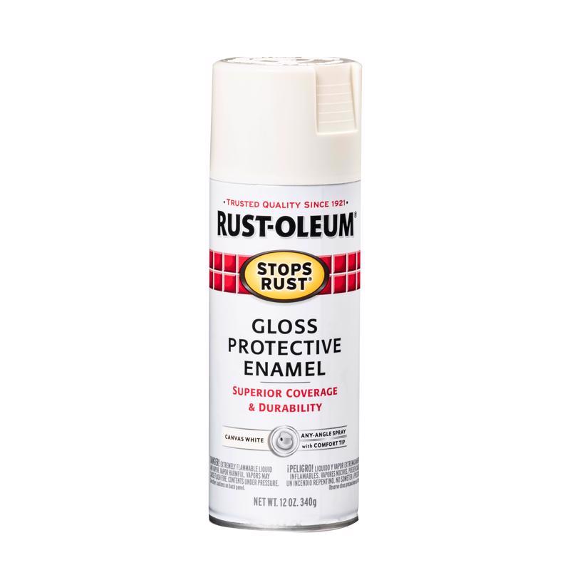 Rust-Oleum 7789830 Rust Preventative Spray Paint, Gloss, Canvas White, 12 oz, Can