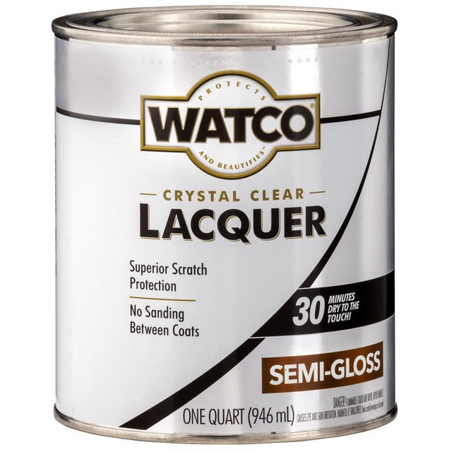 WATCO Semi-Gloss Clear Oil-Based Alkyd Wood Finish Lacquer 1 qt, Pack of 6
