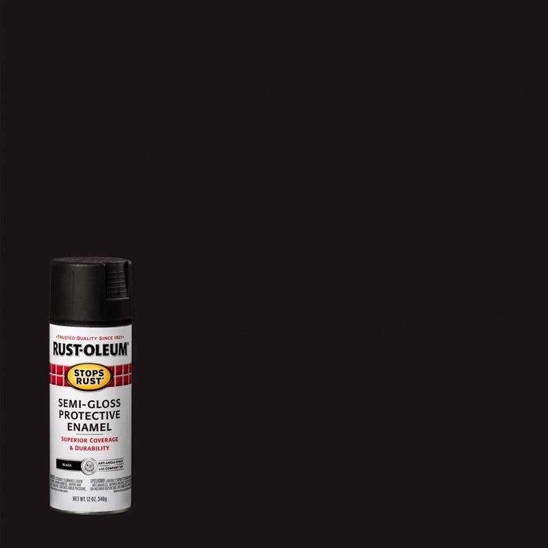 Rust-Oleum Stops Rust Semi-Gloss Black Spray Paint 12 oz, Pack of 6