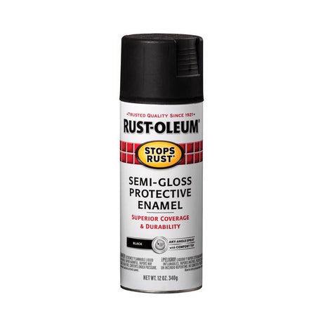 Rust-Oleum Stops Rust Semi-Gloss Black Spray Paint 12 oz, Pack of 6