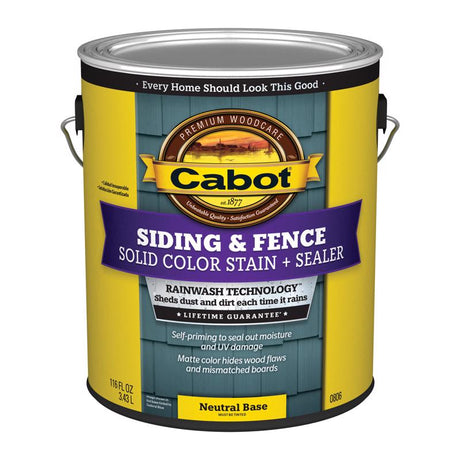 Cabot Siding & Fence Solid Tintable Neutral Base Stain and Sealer 1 gal, Pack of 4