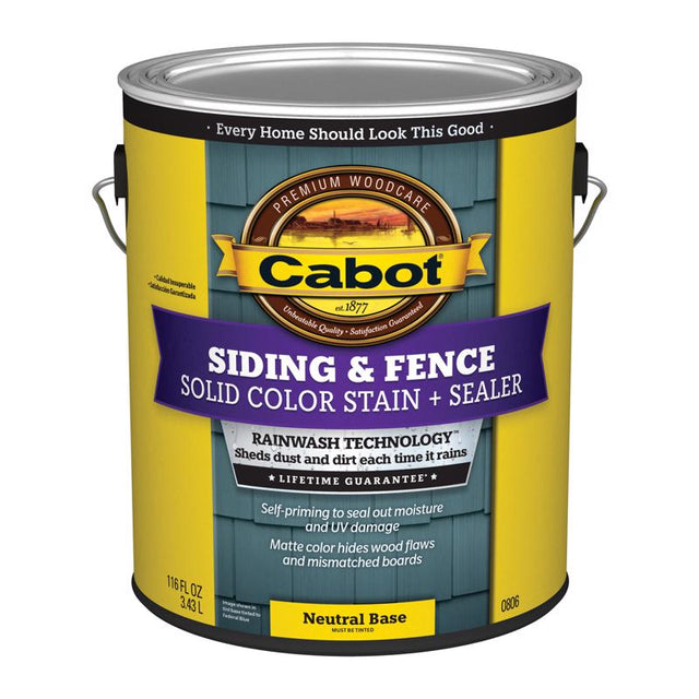 Cabot Siding & Fence Solid Tintable Neutral Base Stain and Sealer 1 gal, Pack of 4