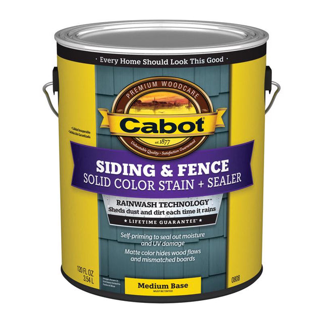 Cabot 800 Series 140.0000808.007 Solid Color Siding Stain, Natural Flat, Liquid, 1 gal, Can, Pack of 4