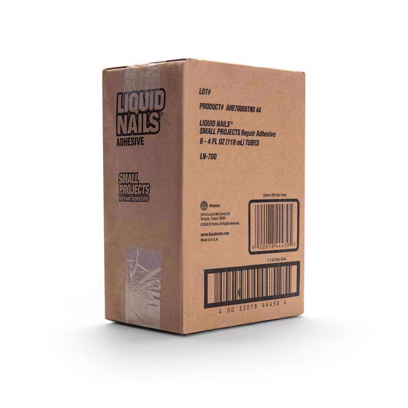 Liquid Nails Small Projects High Strength Latex White Adhesive 4 oz, Pack of 6