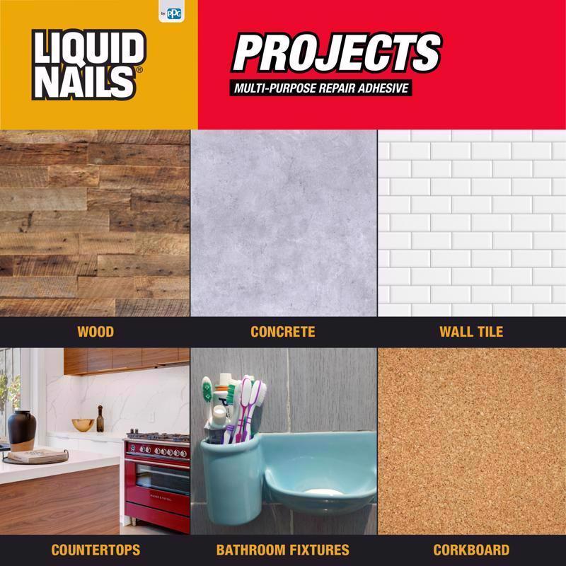 Liquid Nails Small Projects High Strength Latex White Adhesive 4 oz, Pack of 6