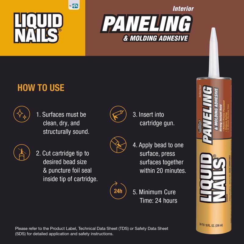 Liquid Nails Paneling & Molding High Strength Latex Tan Adhesive 10 oz, Pack of 12