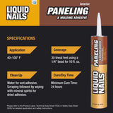 Liquid Nails Paneling & Molding High Strength Latex Tan Adhesive 10 oz, Pack of 12