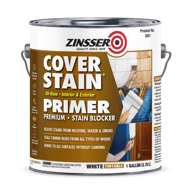 Zinsser Cover Stain White Oil-Based Alkyd Primer and Sealer 1 gal, Pack of 4
