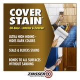 Zinsser Cover Stain White Oil-Based Alkyd Primer and Sealer 1 gal, Pack of 4