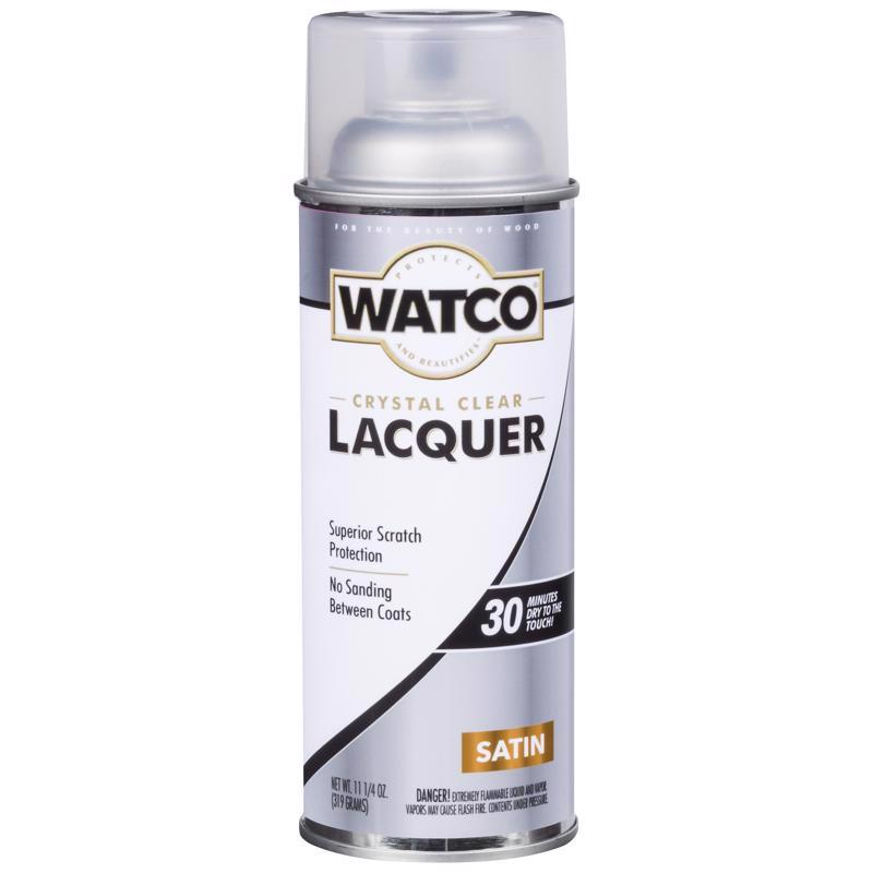 WATCO Satin Clear Oil-Based Alkyd Wood Finish Lacquer Spray 11.25 oz, Pack of 6
