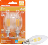 Sylvania Natural Series 40794 LED Bulb, Decorative, B10 Blunt Tip Lamp, 40 W Equivalent, E12 Candelabra Lamp Base, Clear