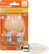 Sylvania Natural Series 40793 LED Bulb, Decorative, B10 Blunt Tip Lamp, 40 W Equivalent, E26 Medium Lamp Base, Dimmable