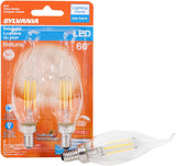 Sylvania Natural Series 40759 LED Bulb, Decorative, B10 Bent Tip Lamp, 60 W Equivalent, E12 Candelabra Lamp Base, Clear