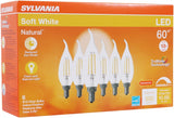 Sylvania Natural Series 40773 LED Bulb, Decorative, B10 Bent Tip Lamp, 60 W Equivalent, E12 Candelabra Lamp Base, Clear