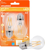 Sylvania 40761 General-Purpose Natural LED Bulb, A15 Lamp, 40 W Equivalent, E26 Medium Lamp Base, Dimmable, Clear