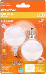Sylvania 40797 Decorative Natural LED Bulb, G16.5 Lamp, 40 W Equivalent, E12 Lamp Base, Dimmable, Frosted, Soft White