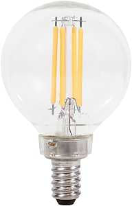 Sylvania 40852 Decorative LED Bulb, G16.5 Lamp, 60 W Equivalent, E12 Lamp Base, Dimmable, Clear, Soft White