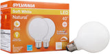 Sylvania 40765 LED Bulb, Globe, G25 Lamp, 40 W Equivalent, E26 Lamp Base, Dimmable, Frosted, Soft White Light