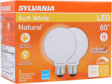 Sylvania 40767 Natural LED Bulb, Globe, G25 Lamp, 60 W Equivalent, E26 Lamp Base, Dimmable, Frosted, Soft White Light