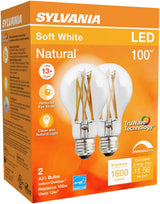 Sylvania 40754 LED Bulb, General-Purpose, A21 Lamp, 100 W Equivalent, E26 Medium Lamp Base, Dimmable, Clear, Soft White