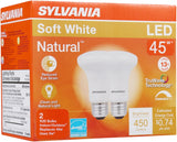 Sylvania Natural Series 40788 LED Bulb, Spotlight, R20 Lamp, 45 W Equivalent, E26 Medium Lamp Base, Dimmable, Frosted